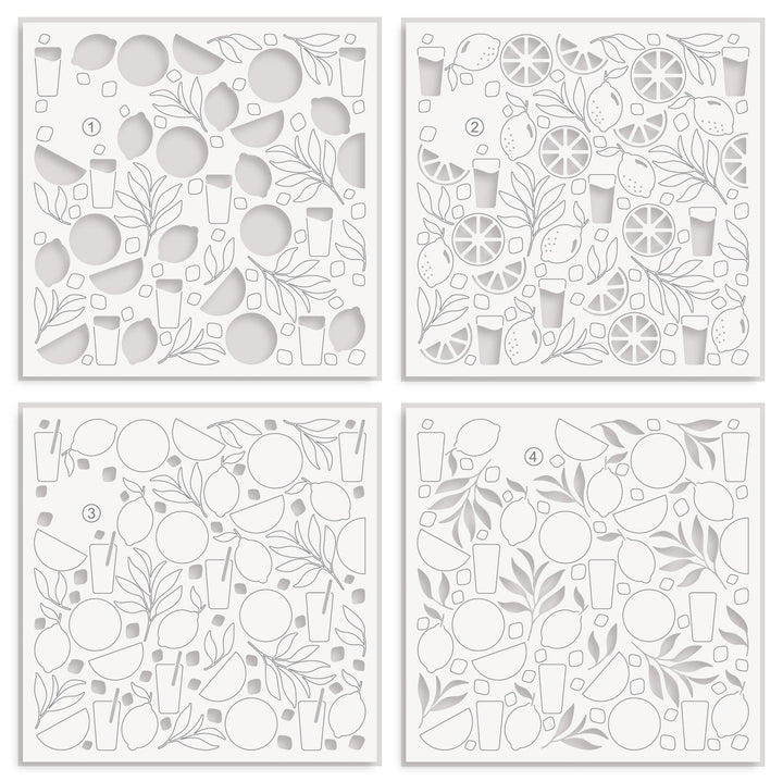 EXP Factors Stencil Citrus Fruits Pattern Layering Stencil Set (4 in 1)