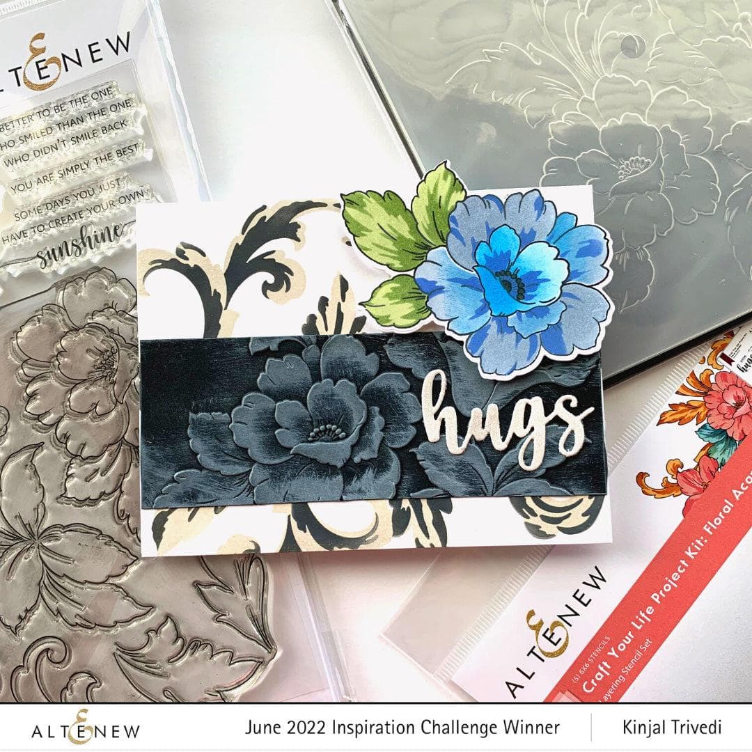 EXP Factors Stencil Craft Your Life Project Kit: Floral Acanthus Add-on Layering Stencil for Embossing Folder (4 in 1)