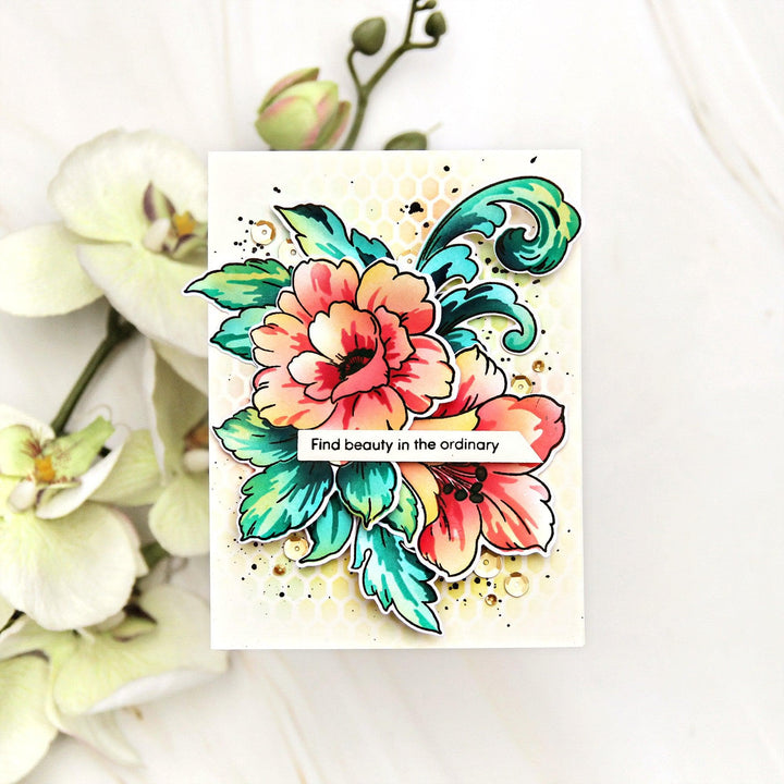 EXP Factors Stencil Craft Your Life Project Kit: Floral Acanthus Add-on Layering Stencil for Embossing Folder (4 in 1)