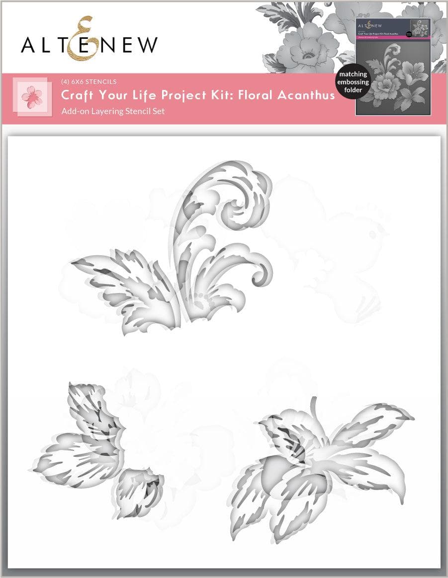 EXP Factors Stencil Craft Your Life Project Kit: Floral Acanthus Add-on Layering Stencil for Embossing Folder (4 in 1)