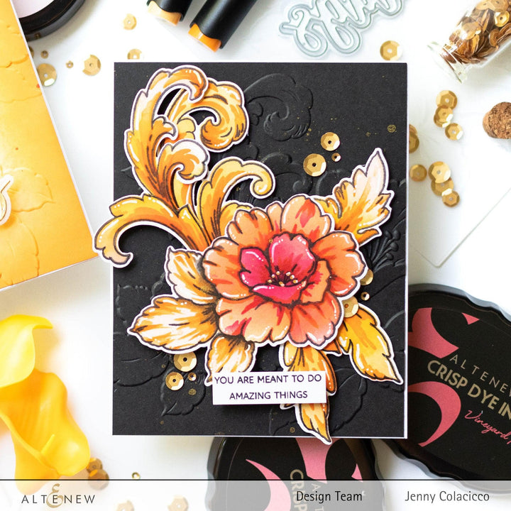 EXP Factors Stencil Craft Your Life Project Kit: Floral Acanthus Add-on Layering Stencil for Embossing Folder (4 in 1)