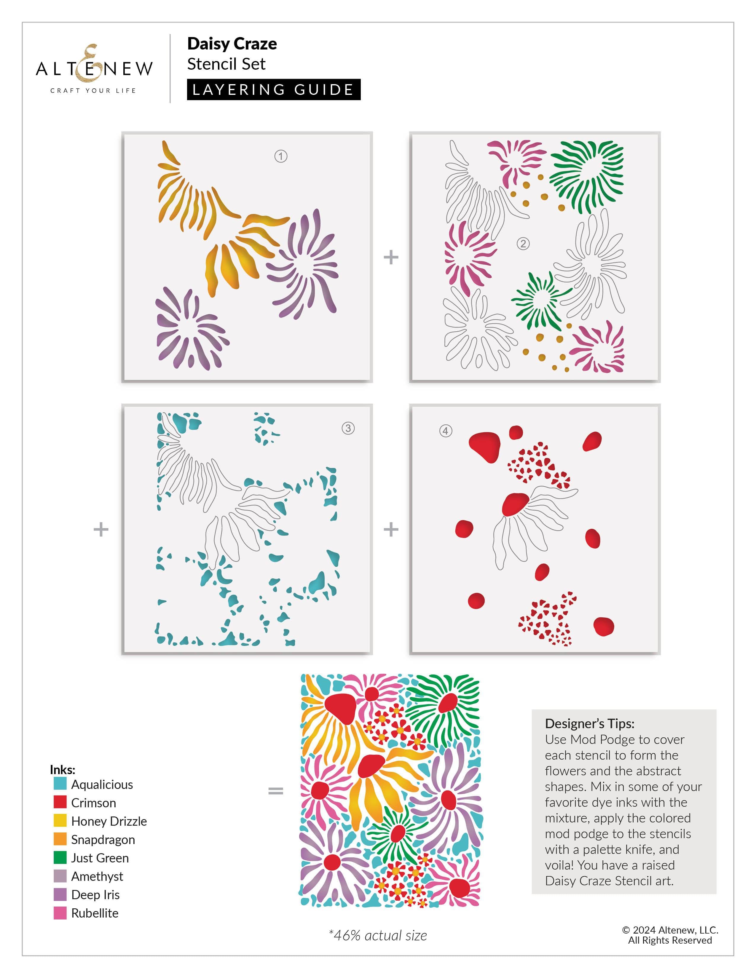 Daisy Craze Stencil Set (4 in 1) for Vibrant Card Designs | Altenew