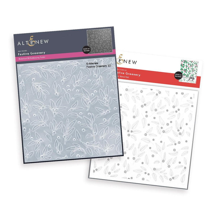 Altenew Stencil & Die & Embossing Folder Bundle Festive Greenery