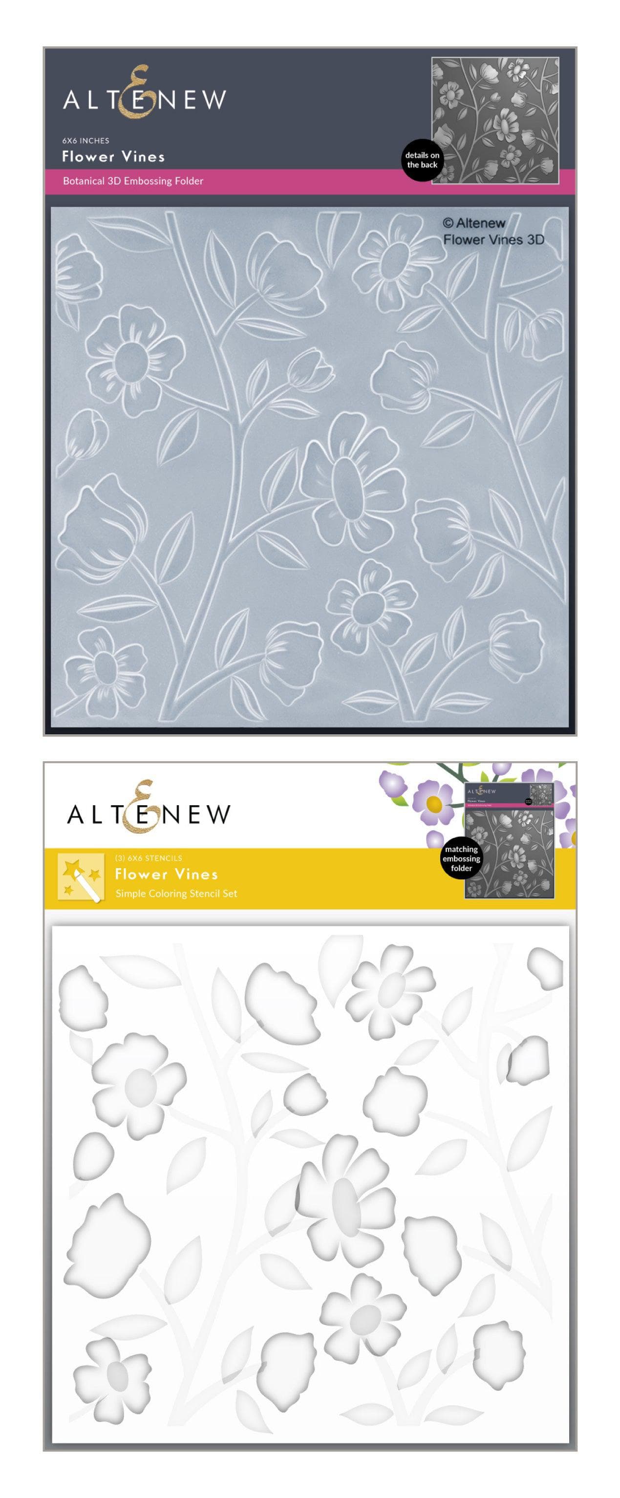 Altenew Stencil & Embossing Folder Bundle Flower Vines Embossing Folder & Stencil Bundle