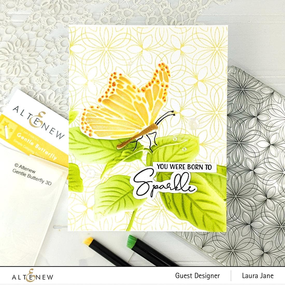 Altenew Stencil & Embossing Folder Bundle Gentle Butterfly Complete Bundle