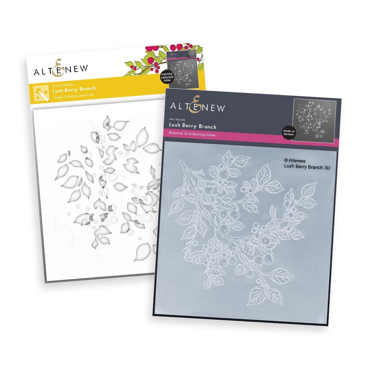 Lush Berry Branch: Embossing Folder & Stencil Bundle | Altenew