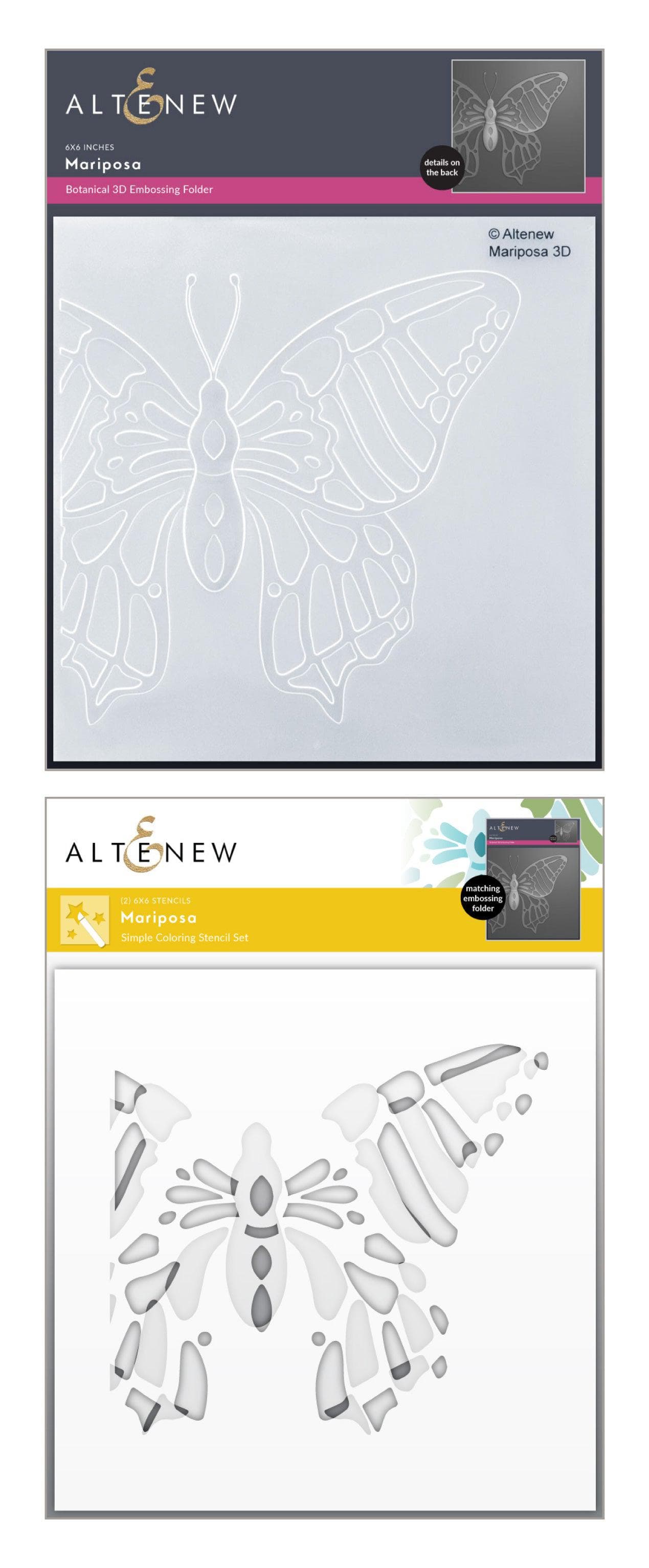 Altenew Stencil & Embossing Folder Bundle Mariposa Embossing Folder & Stencil Bundle