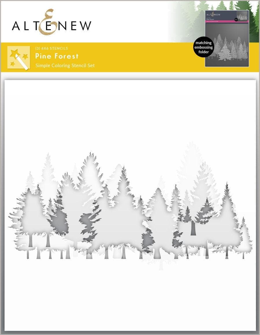 Altenew Partner Team Stencil & Embossing Folder Bundle Pine Forest