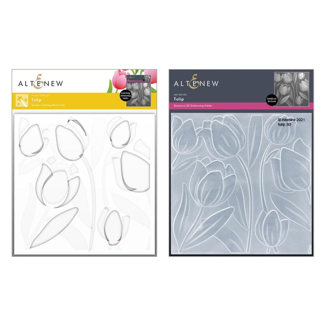 Altenew Stencil & Embossing Folder Bundle Tulip Simple Stencil & Embossing Folder Bundle