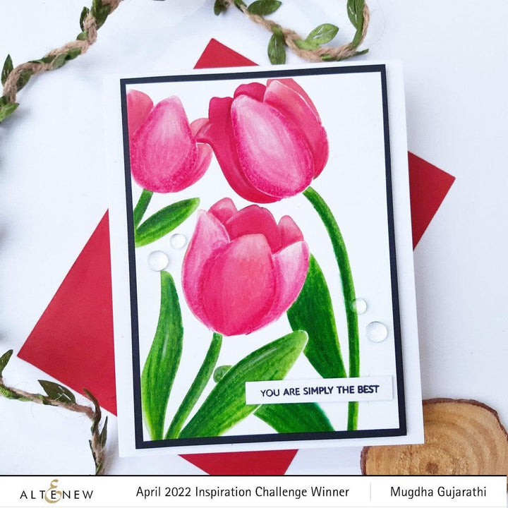 Altenew Tulip Simple Stencil & Embossing Folder Bundle (Tulip