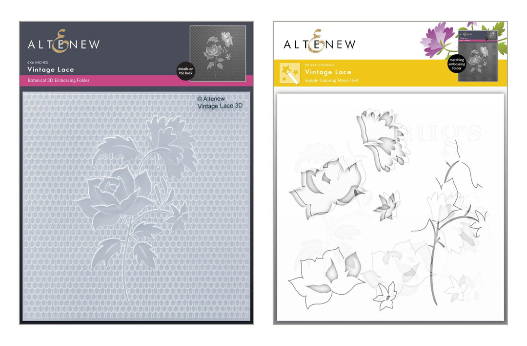 Altenew Stencil & Embossing Folder Bundle Vintage Lace Stencil & Embossing Folder Bundle