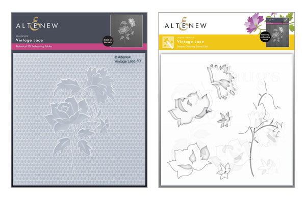 Altenew Stencil & Embossing Folder Bundle Vintage Lace Stencil & Embossing Folder Bundle
