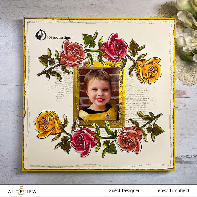 Photocentric Stencil Fairy Tale Rose Simple Coloring Stencil