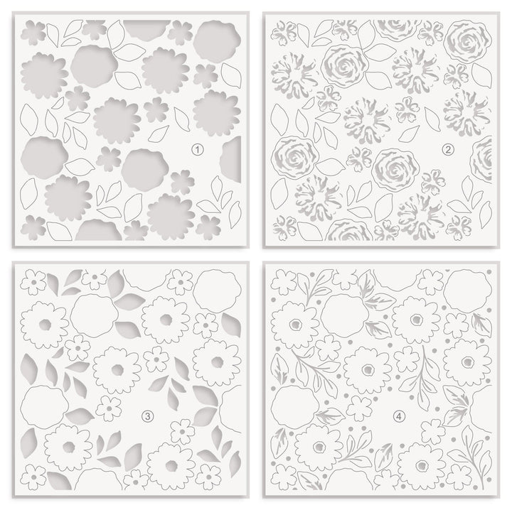 Floral Radiance Layering Stencil Set (4 in 1)