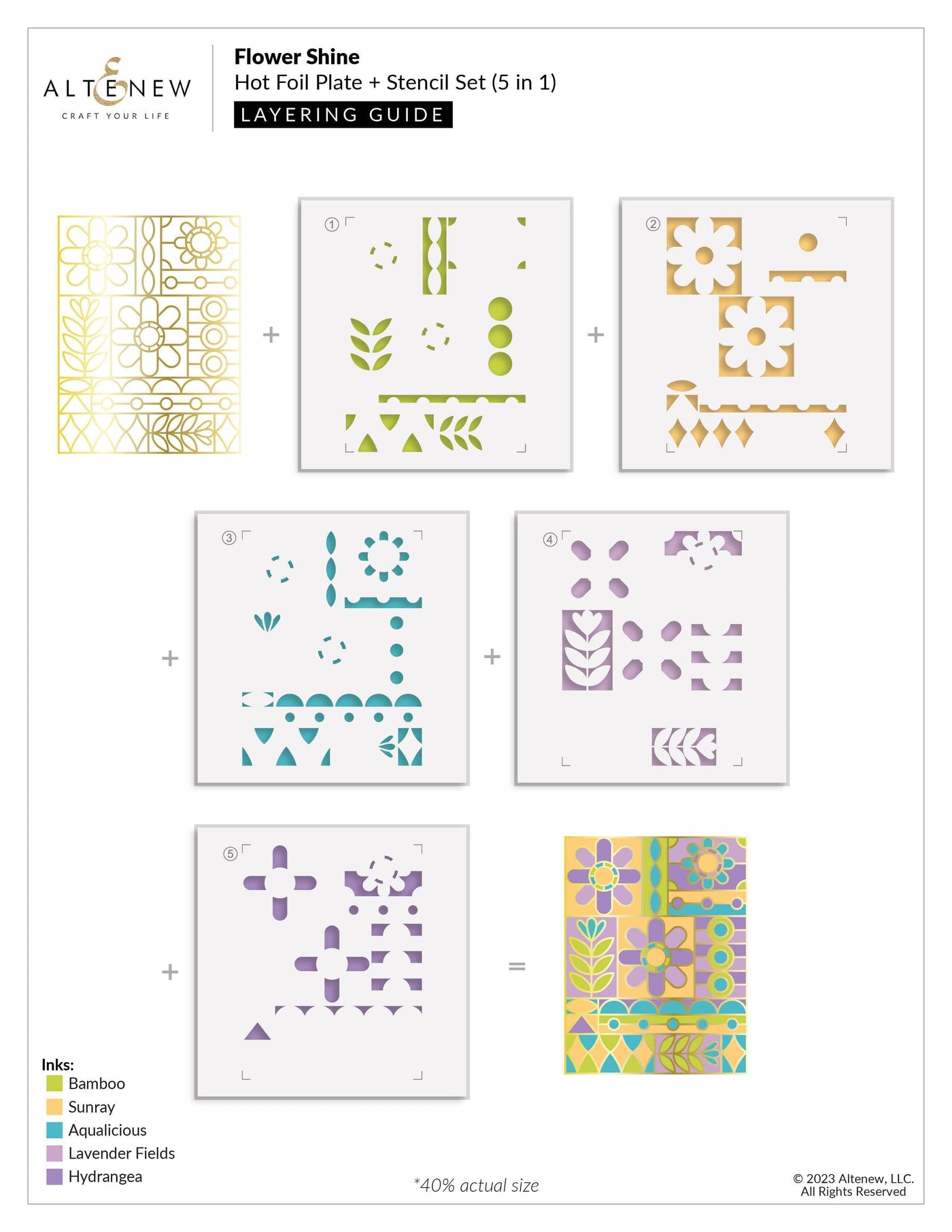 Flower Shine Simple Coloring Stencil Set (5 in 1)