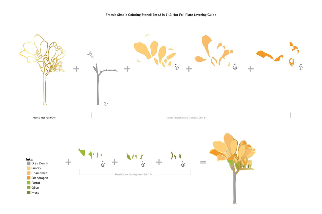 EXP Factors Stencil Freesia Simple Coloring Stencil Set (2 in 1)