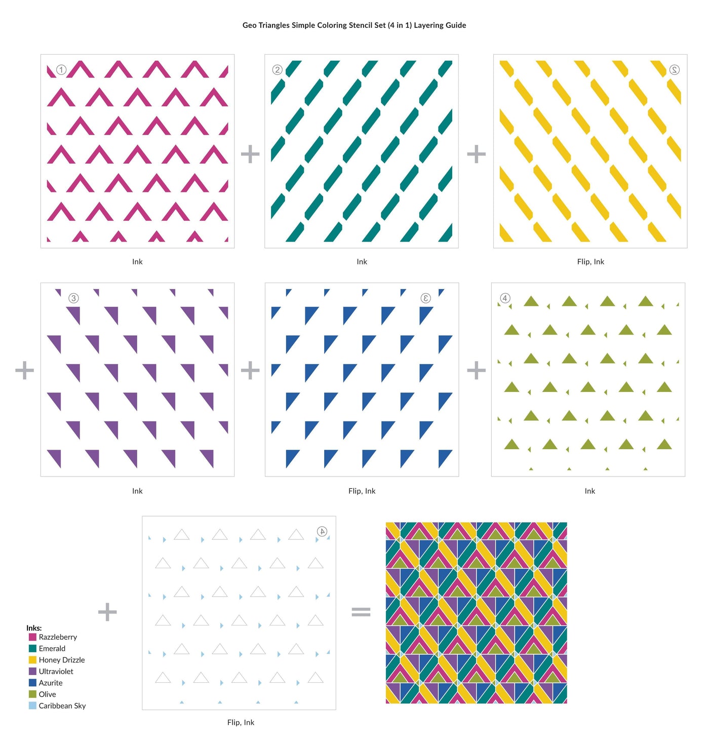 EXP Factors Stencil Geo Triangles Simple Coloring Stencil Set (4 in 1)