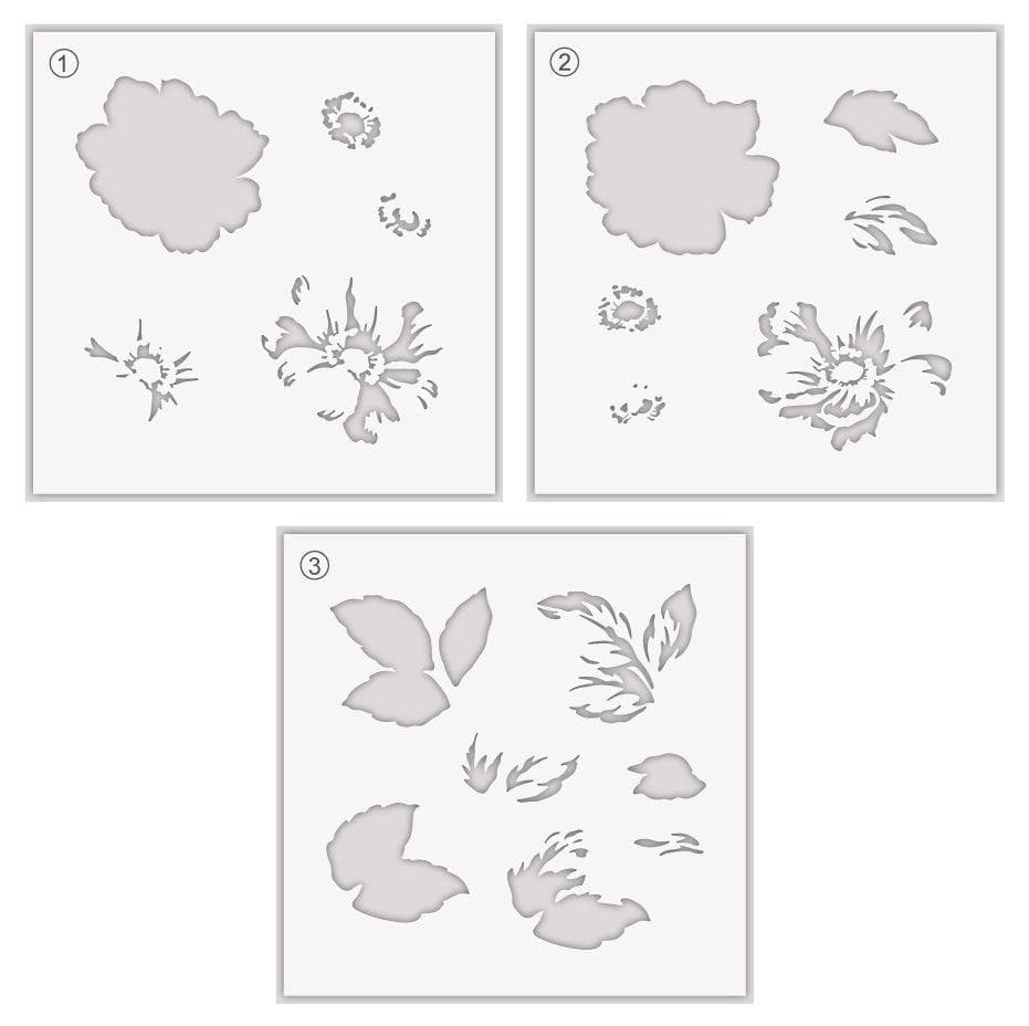 Photocentric Stencil Greenwood Flowers Stencil Set (3 in 1)