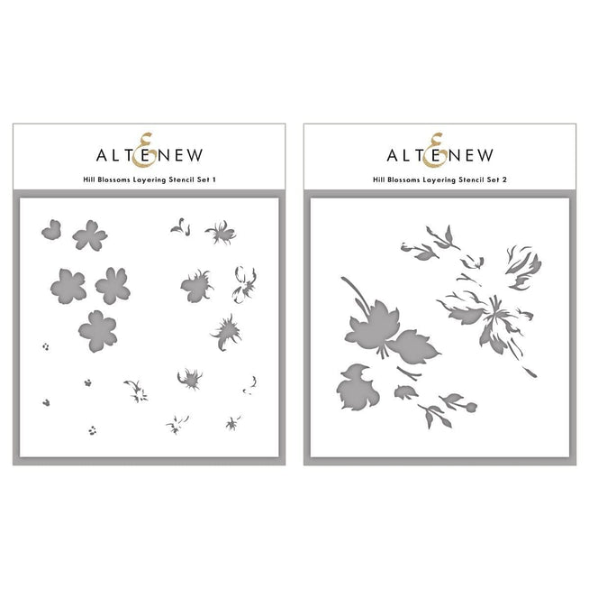 Altenew Hill Blossoms Layering Stencil Set 2-in-1 with floral and leaf designs for crafting and card making.
