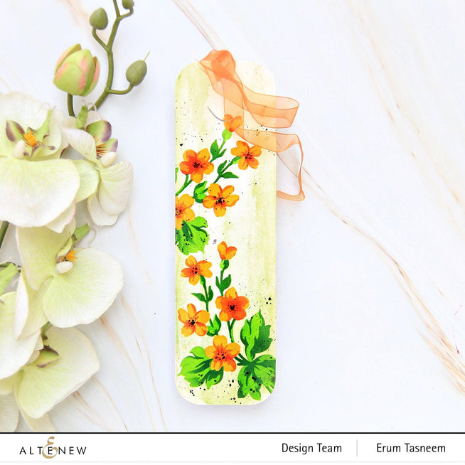 Altenew Hill Blossoms Layering Stencil Set 2-in-1 for detailed floral design, featuring intricate flower and leaf patterns.