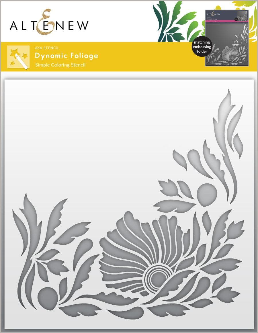 Altenew Stencil & Hot Foil Plate & Embossing Folder Bundle Dynamic Foliage
