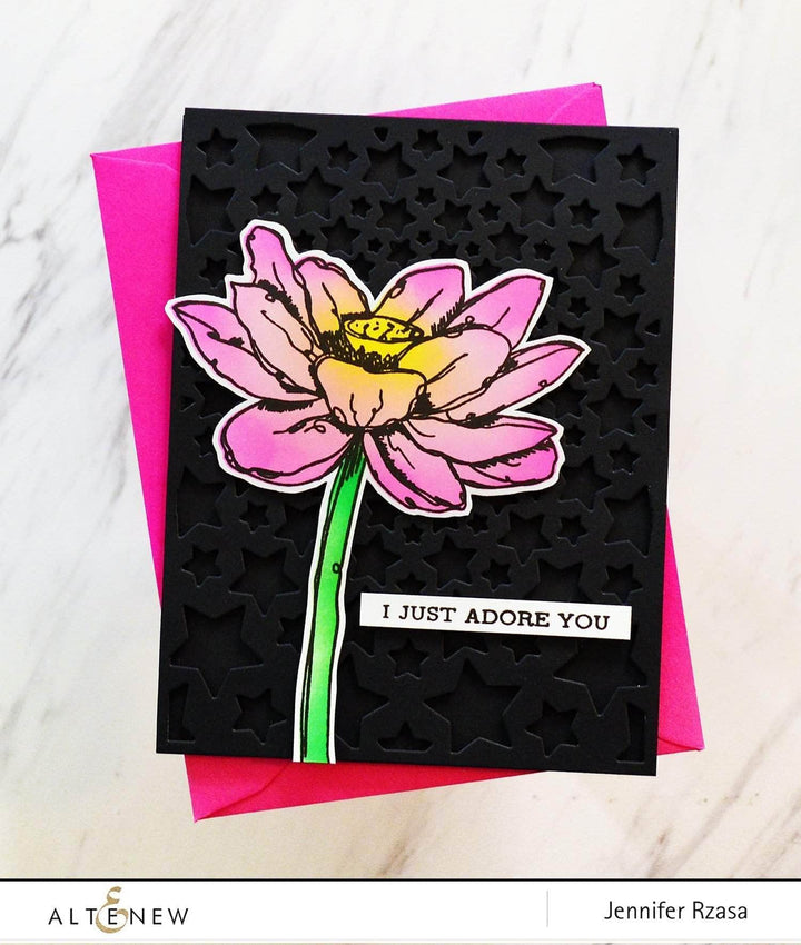 Photocentric Stencil Inked Lotus Mask Stencil