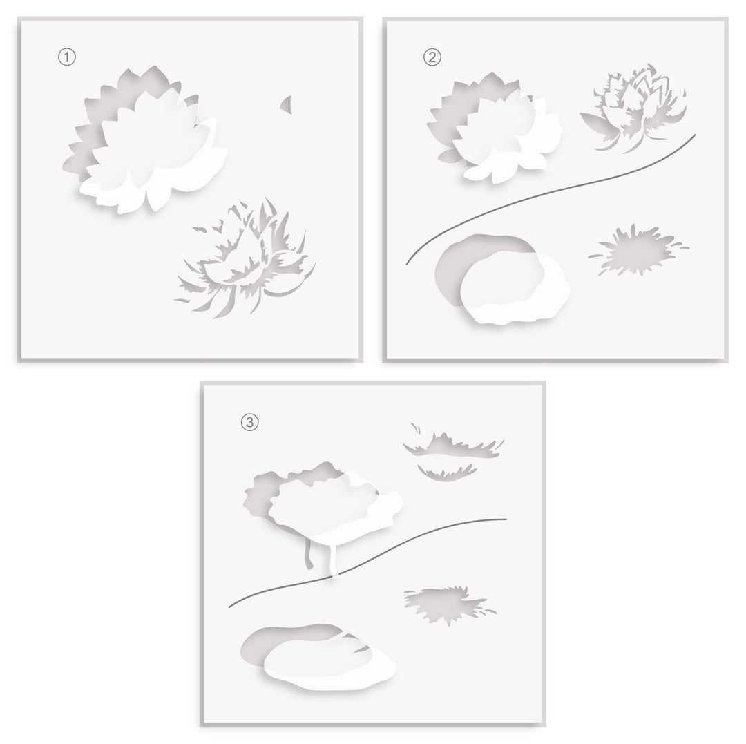 EXP Factors Stencil Lotus Frame Layering Stencil Set (3 in 1)