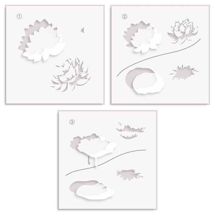 EXP Factors Stencil Lotus Frame Layering Stencil Set (3 in 1)