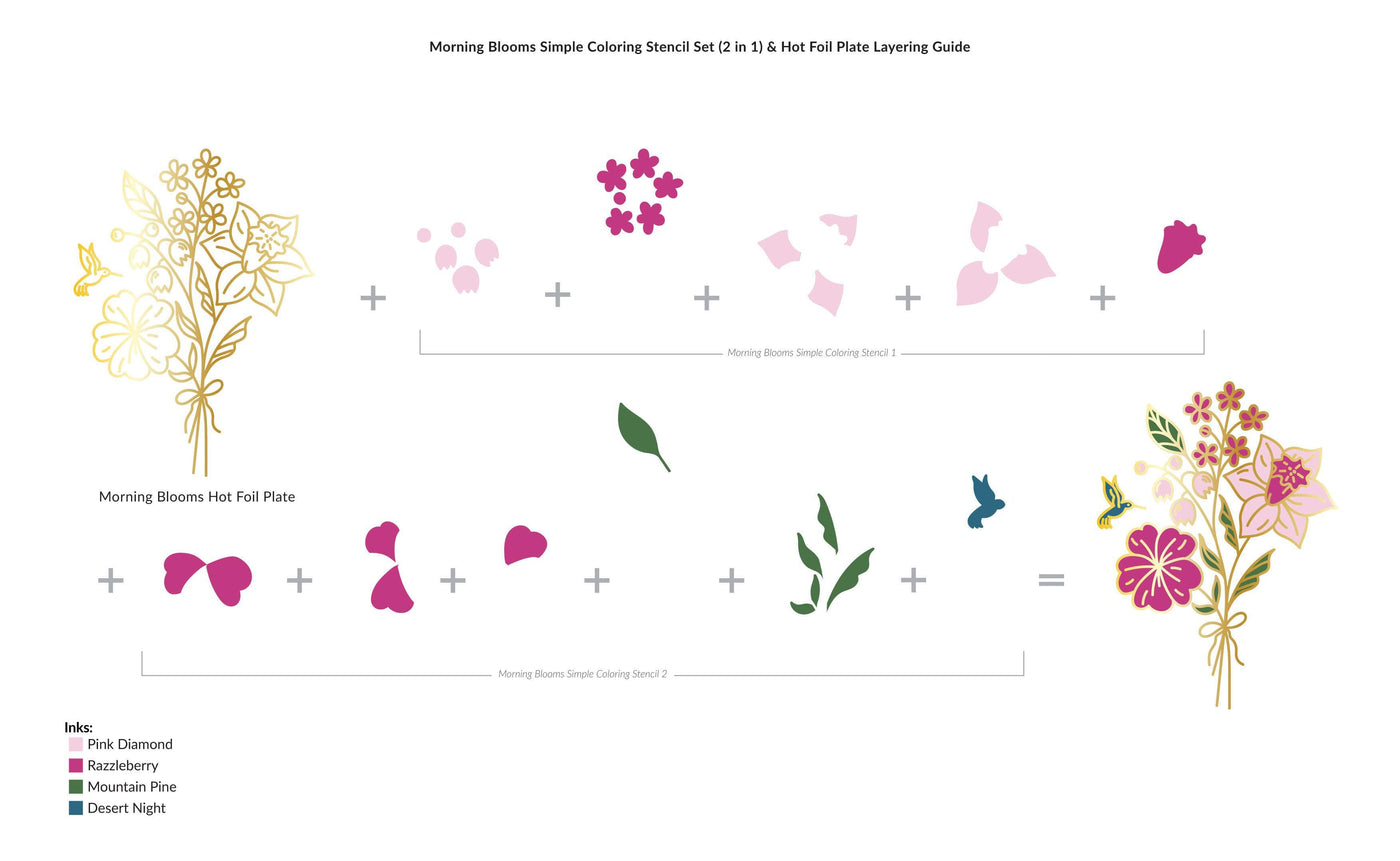 EXP Factors Stencil Morning Blooms Simple Coloring Stencil Set (2 in 1)