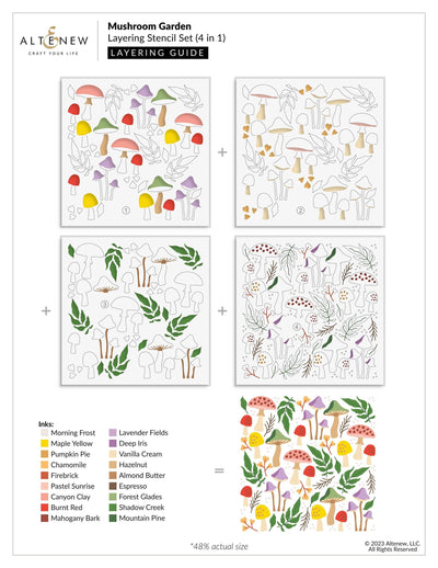 EXP Factors Stencil Mushroom Garden Layering Stencil Set (4 in 1)