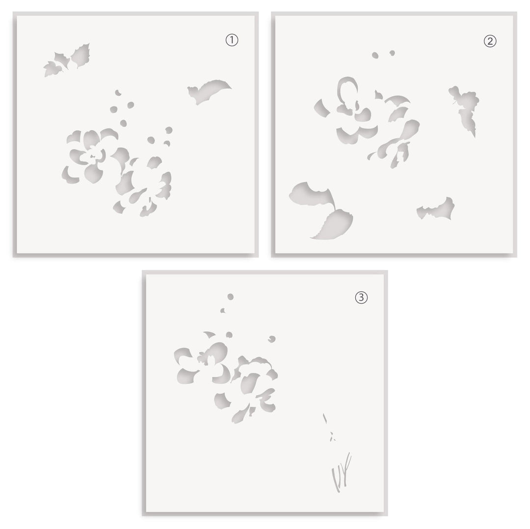 EXP Factors Stencil Paint-A-Flower: Camellia Simple Coloring Stencil Set (3 in 1)