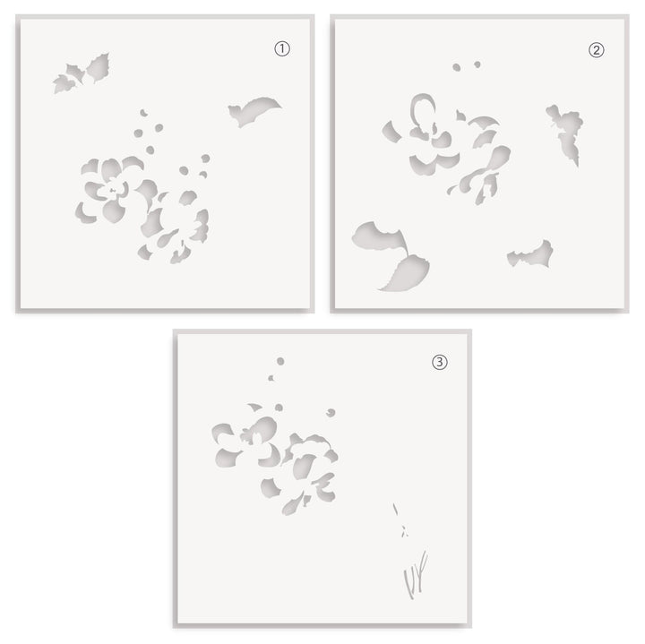 EXP Factors Stencil Paint-A-Flower: Camellia Simple Coloring Stencil Set (3 in 1)