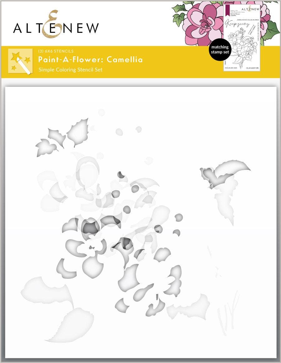 EXP Factors Stencil Paint-A-Flower: Camellia Simple Coloring Stencil Set (3 in 1)