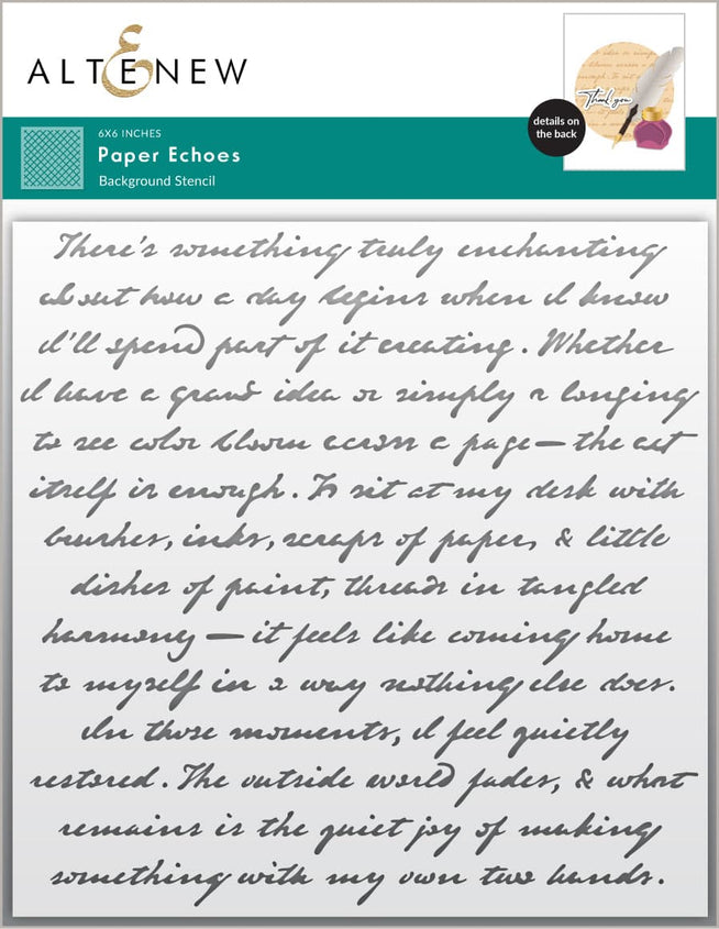 Altenew Paper Echoes Stencil with intricate paper-inspired patterns for crafting and DIY projects.