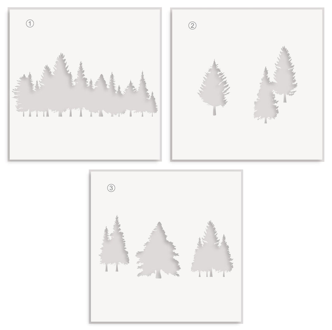 EXP Factors Stencil Pine Forest Simple Coloring Stencil Set (3 in 1)