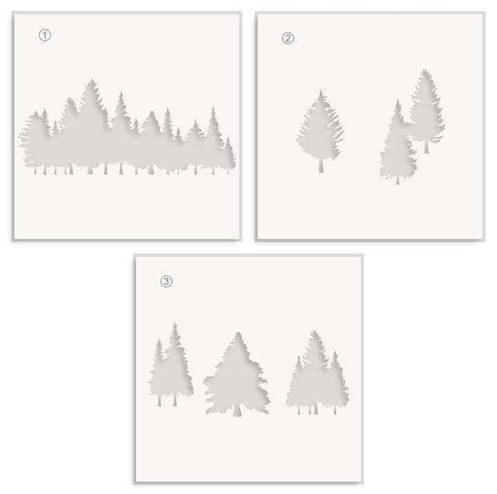 EXP Factors Stencil Pine Forest Simple Coloring Stencil Set (3 in 1)