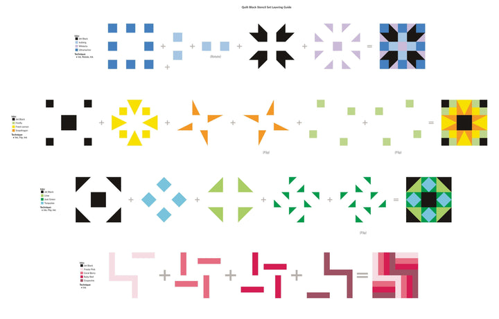 Photocentric Stencil Quilt Block Stencil Set (4 in 1)