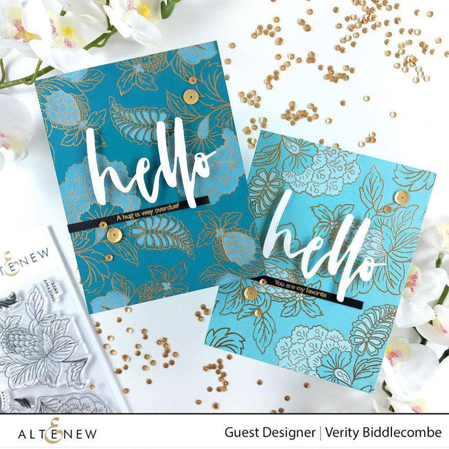 Altenew Scalloped Ornaments 2-in-1 coloring stencil set with intricate scalloped designs for craft and decorating projects.