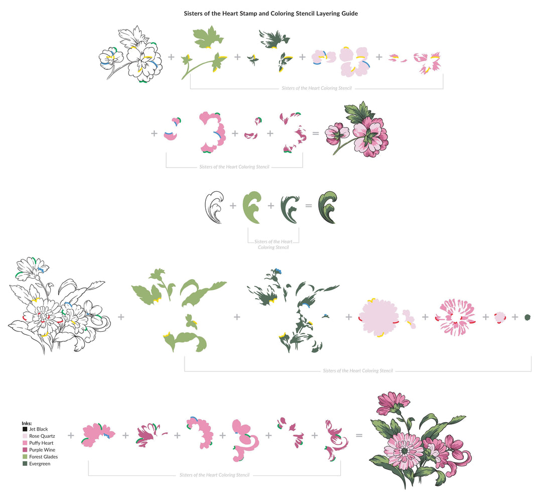 Photocentric Stencil Sisters of the Heart Coloring Stencil (4 in 1)