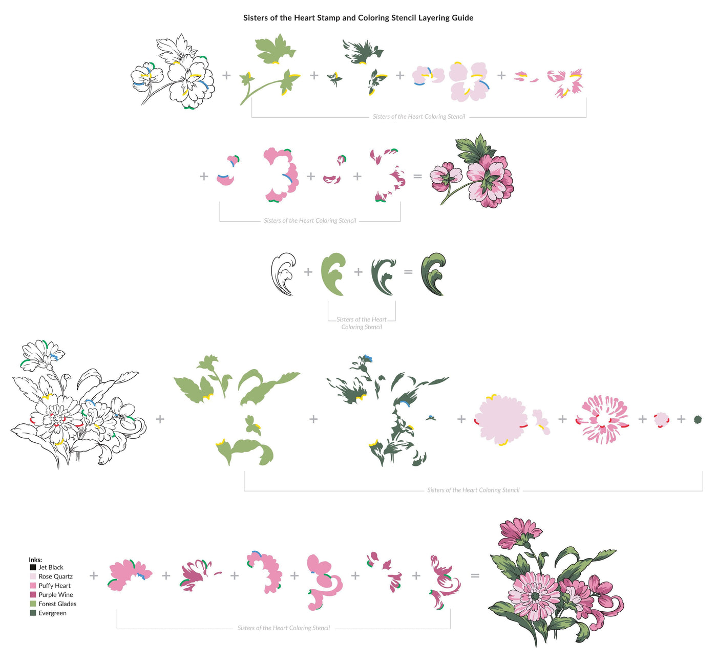 Photocentric Stencil Sisters of the Heart Coloring Stencil (4 in 1)