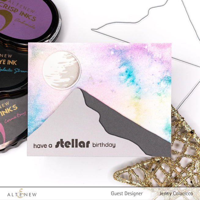 Altenew Stellar Stencil with starburst pattern, perfect for crafting and card making projects.