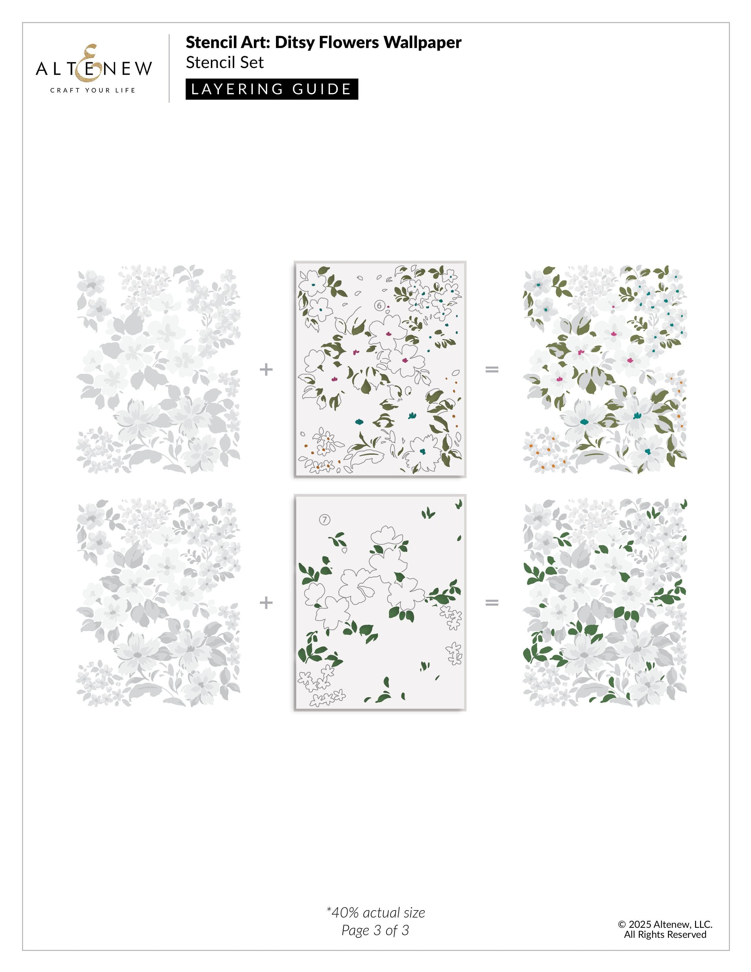 Altenew Stencil Art: Ditsy Flowers Wallpaper Layering Stencil Set