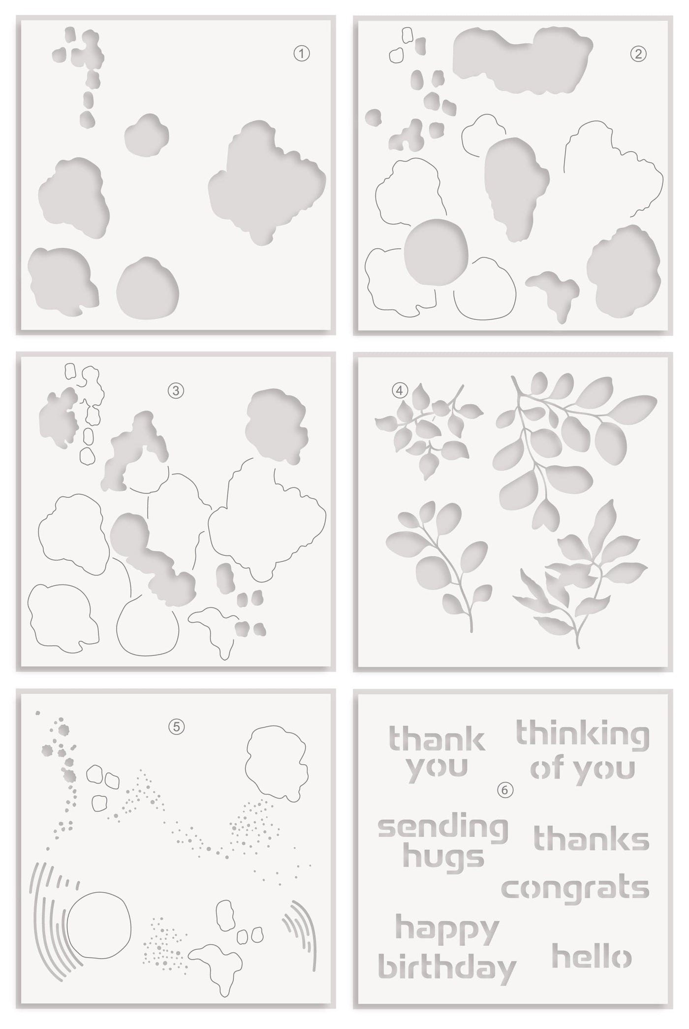 Stencil Art: Nature Splashes Layering Stencil Set (6 in 1)