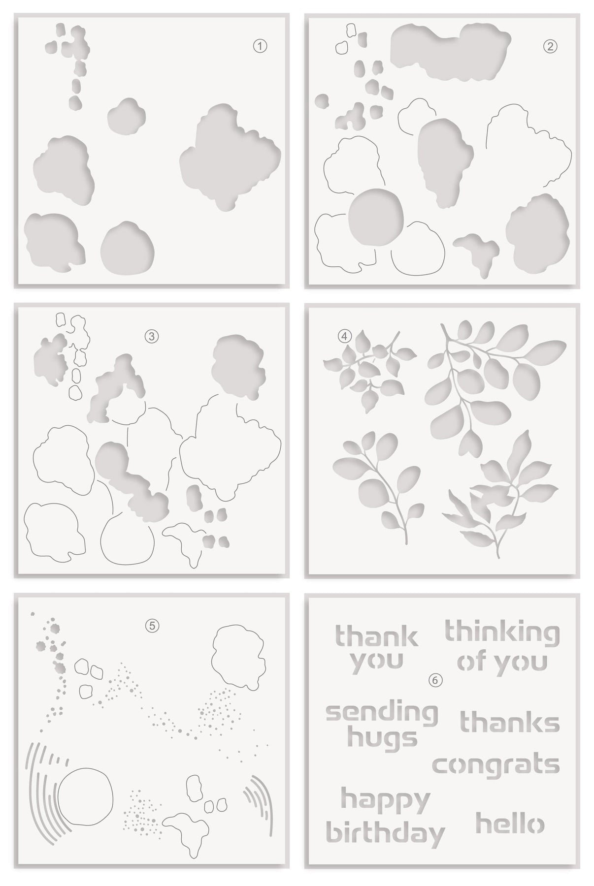 Nature Railing Stencil Altenew Stencil Art: Nature Splashes Layering Stencil Set (6 in 1)