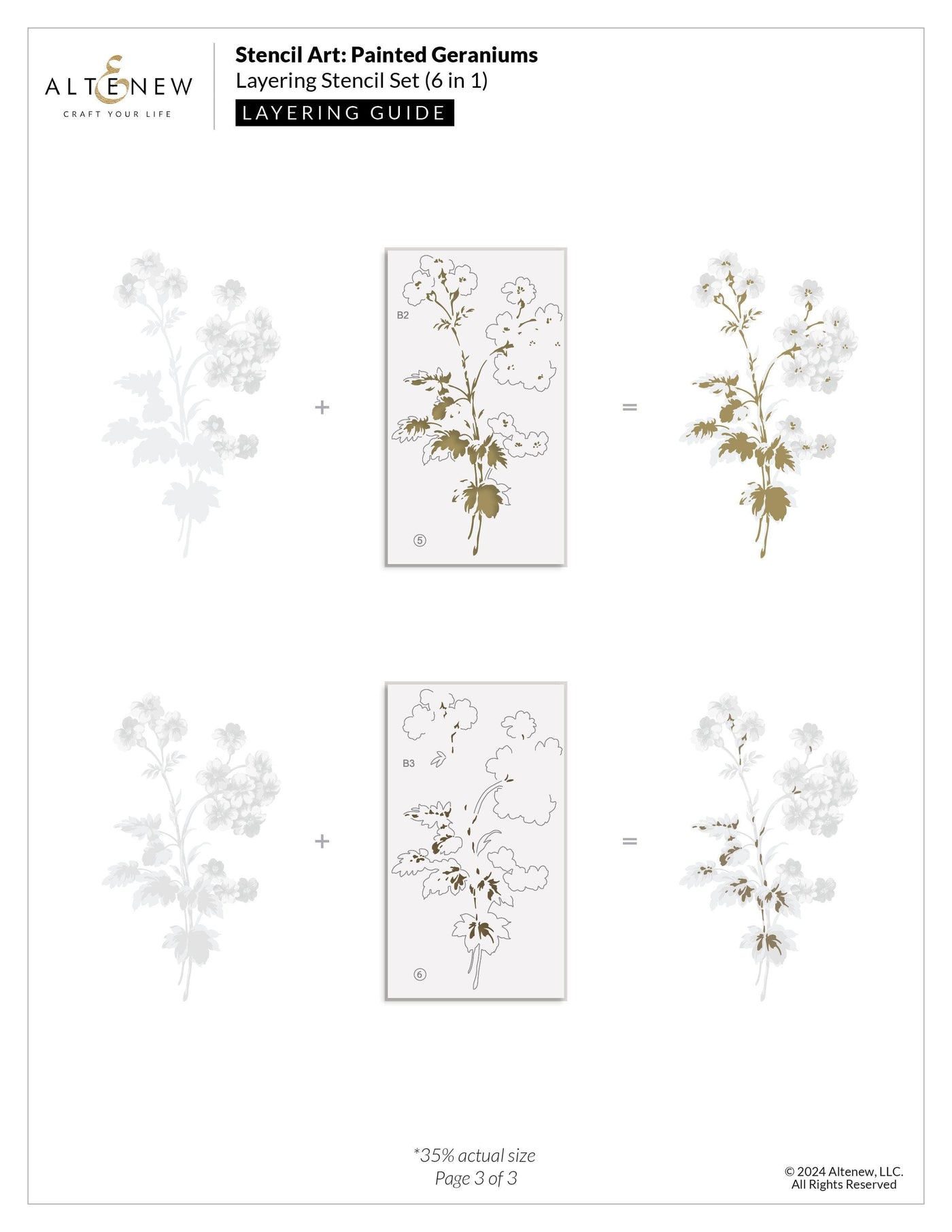 Stencil Art: Painted Geraniums Layering Stencil Set (6 in 1)