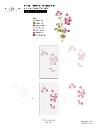 Stencil Art: Painted Geraniums Layering Stencil Set (6 in 1)