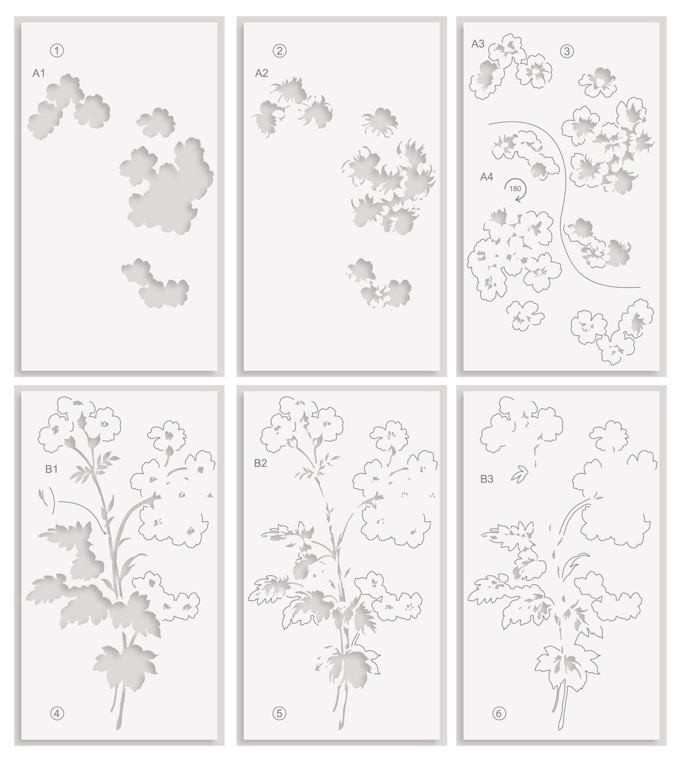 Stencil Art: Painted Geraniums Layering Stencil Set (6 in 1)