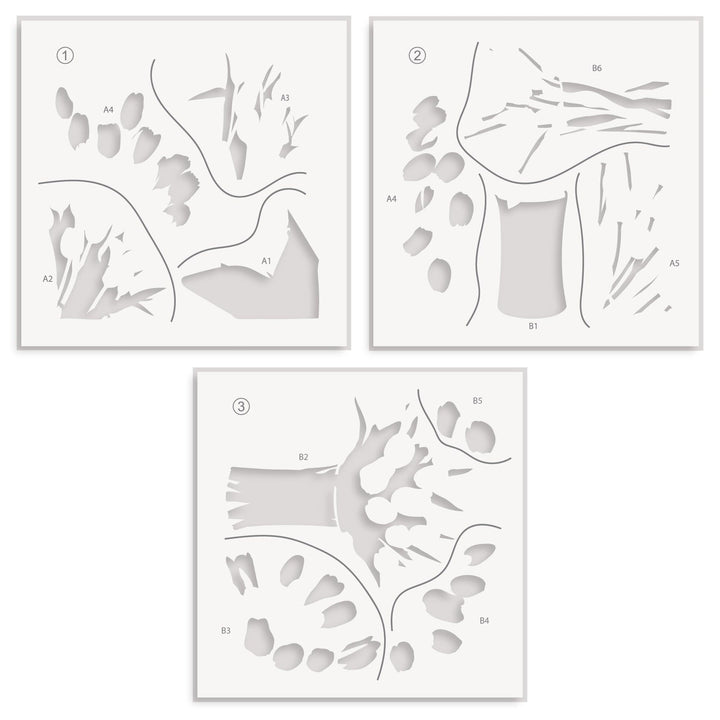 EXP Factors Stencil Timeless Tulips Simple Coloring Stencil Set (3 in 1)