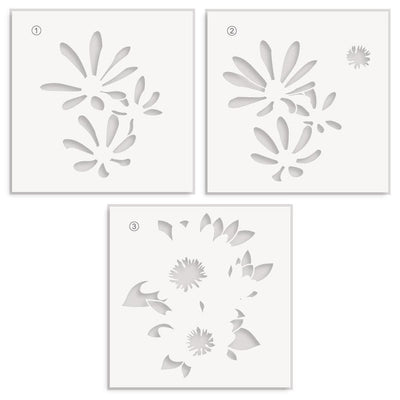 EXP Factors Stencil Vibrant Florals Simple Coloring Stencil Set (3 in 1)