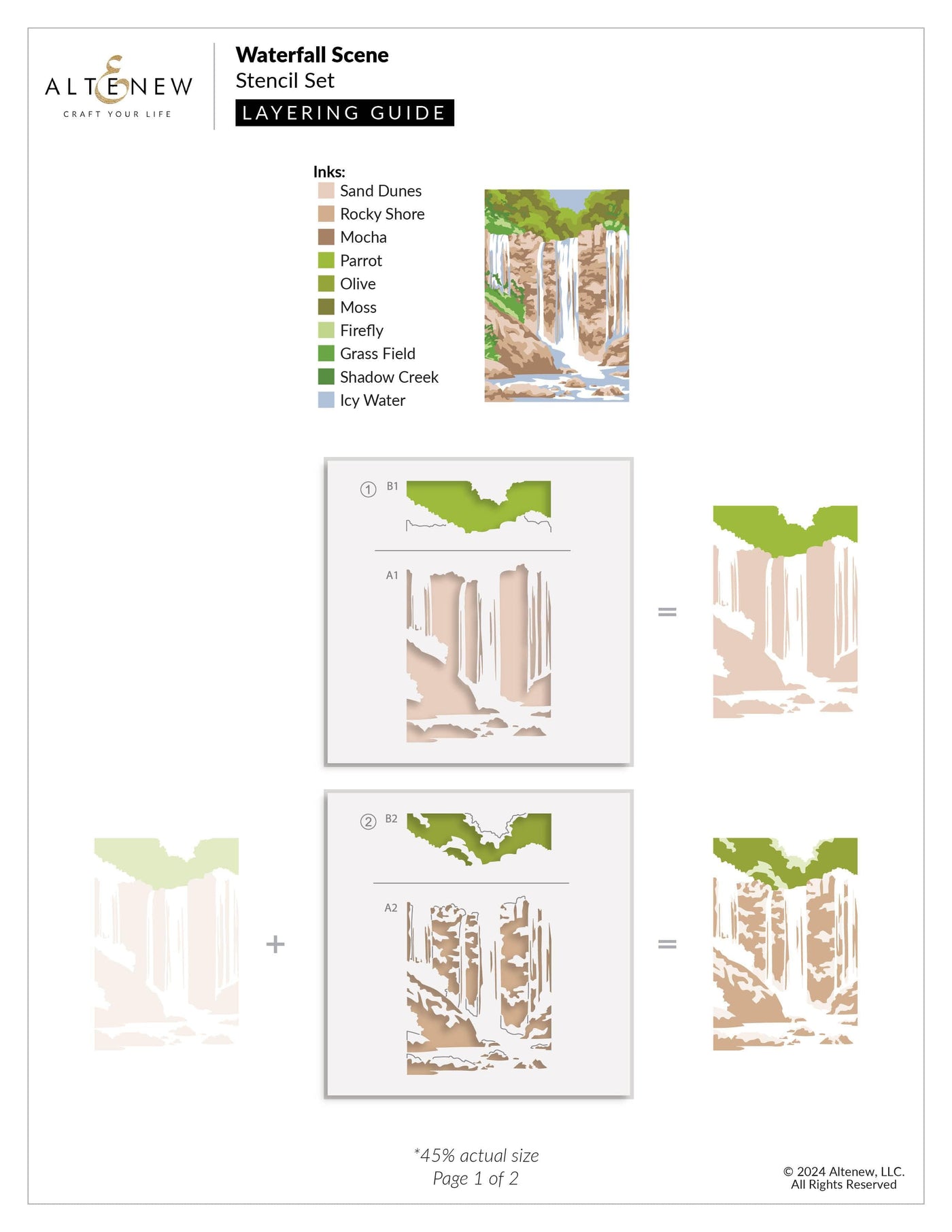 Waterfall Scene Layering Stencil Set (5 in 1)